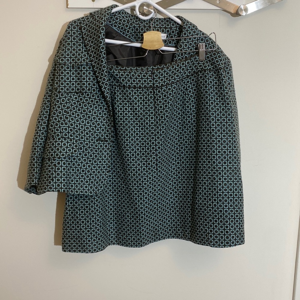 Worthington Blue and Dark Brown Blazer & Skirt Combo - Size 16